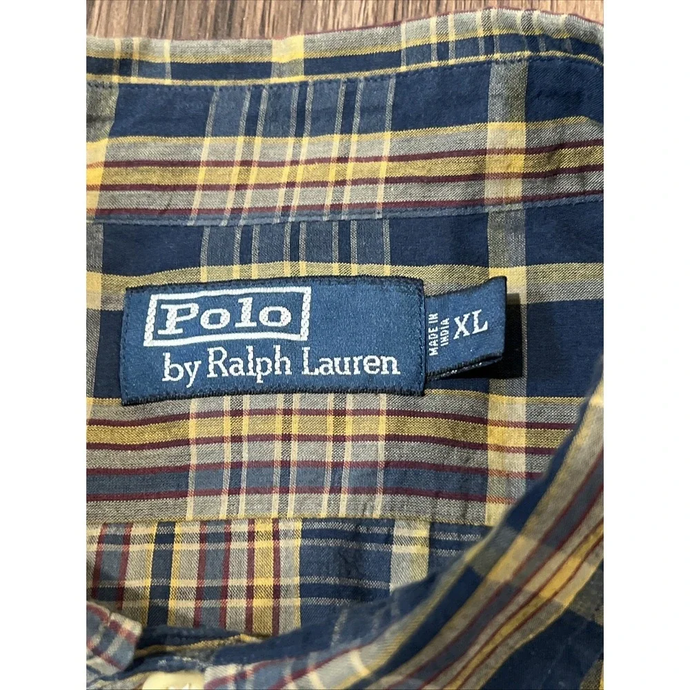 Polo Ralph Lauren Mens Plaid Long Sleeve Button Down Shirt 100% Cotton Size XL